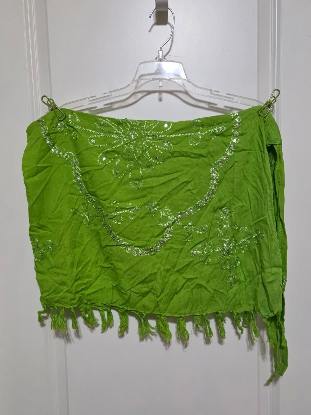 Sequined and Embroidered Sarong with tie